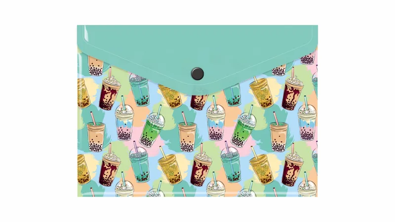 Teczka koperta A5 PP z nadrukiem bubble tea, BIURFOL