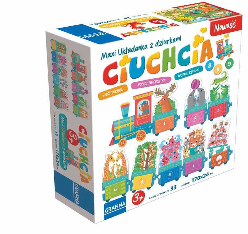 Układanka edukacyjna z dziurkami Maxi Ciuchcia