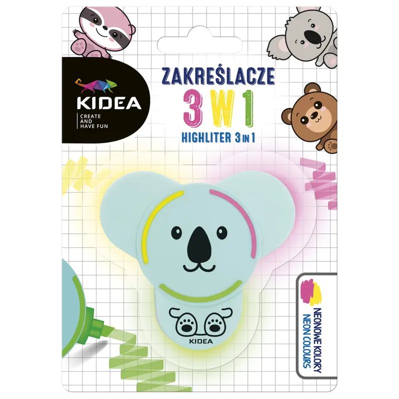 Zakreślacz 3w1 z figurką Kidea, mix wzorów