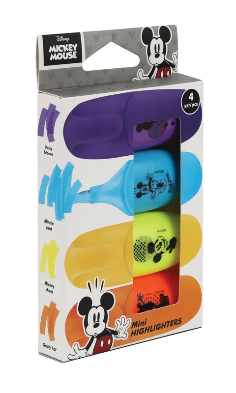 Zakreślacze Disney Mickey Mouse mini, 4 kolory