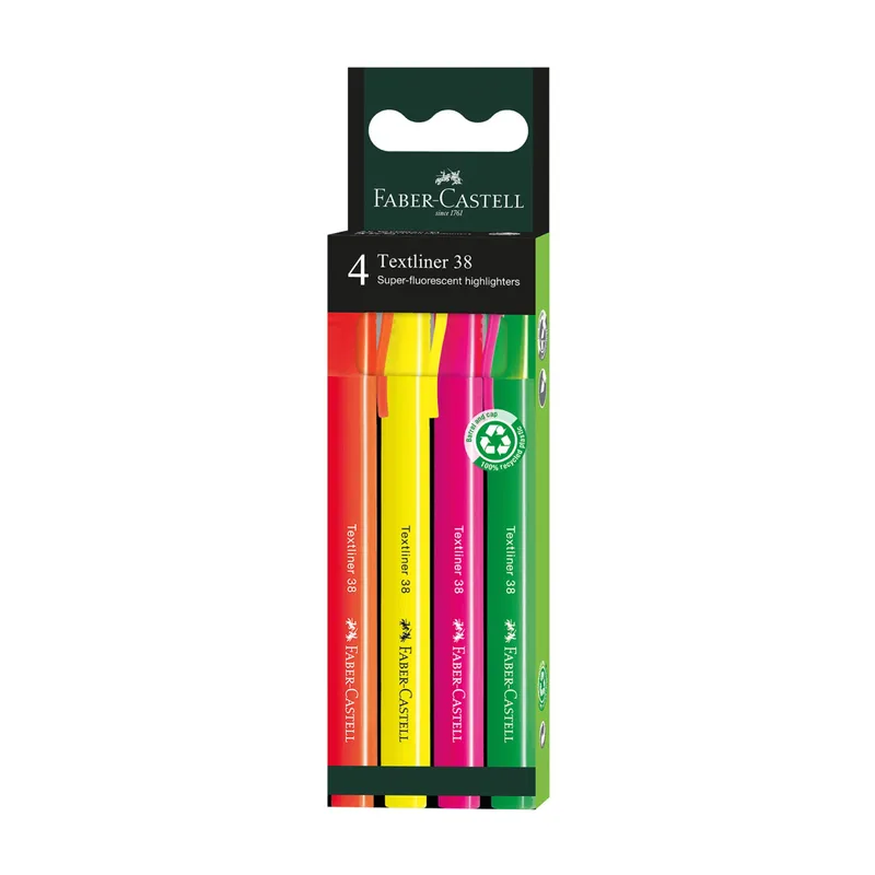 Zakreślacz Faber-Castell 38, 4 kolory