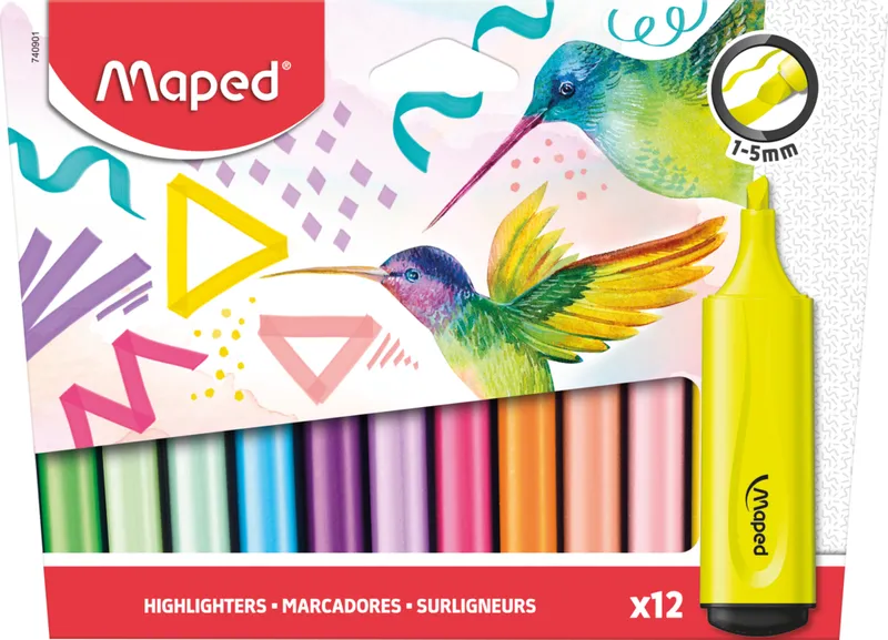 Zakreślacz Fluo Peps, 6 fluo i 6 pastel, 12 kolorów