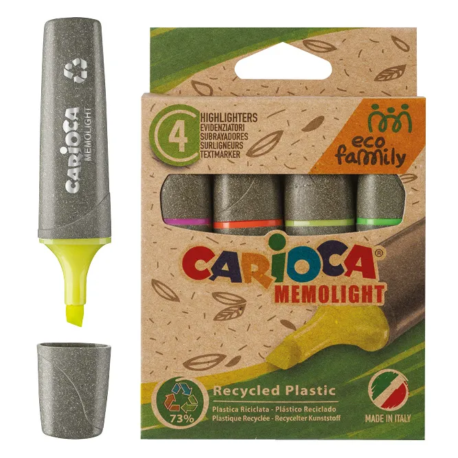 Zakreślacze Carioca EcoFamily, 4 kolory z recyklingu