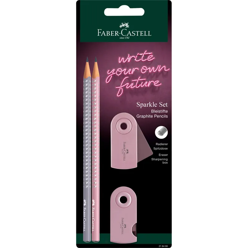 Zestaw Sparkle Faber-Castell: ołówki, gumka, temperówka