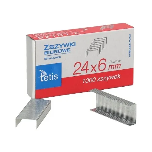 Zszywki biurowe 24/6, 1000 sztuk, stal nierdzewna