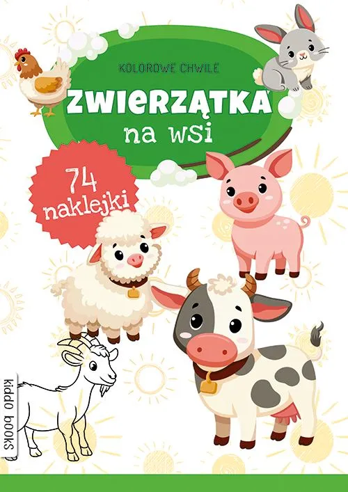 Zwierzątka na wsi. Kolorowe chwile, Kiddo Books, kolorowanka
